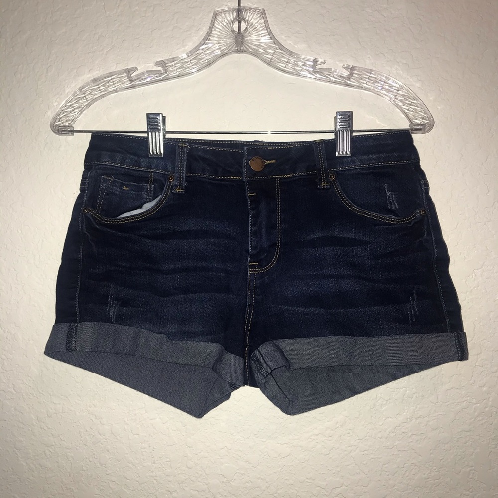 Dark blue denim jean shorts